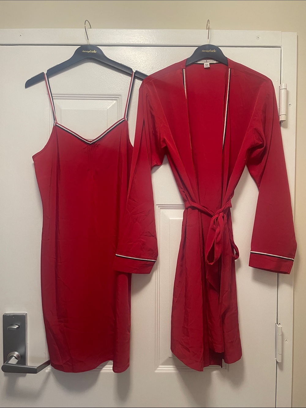 Tommy Hilfiger Red Satin Chemise and Matching Robe